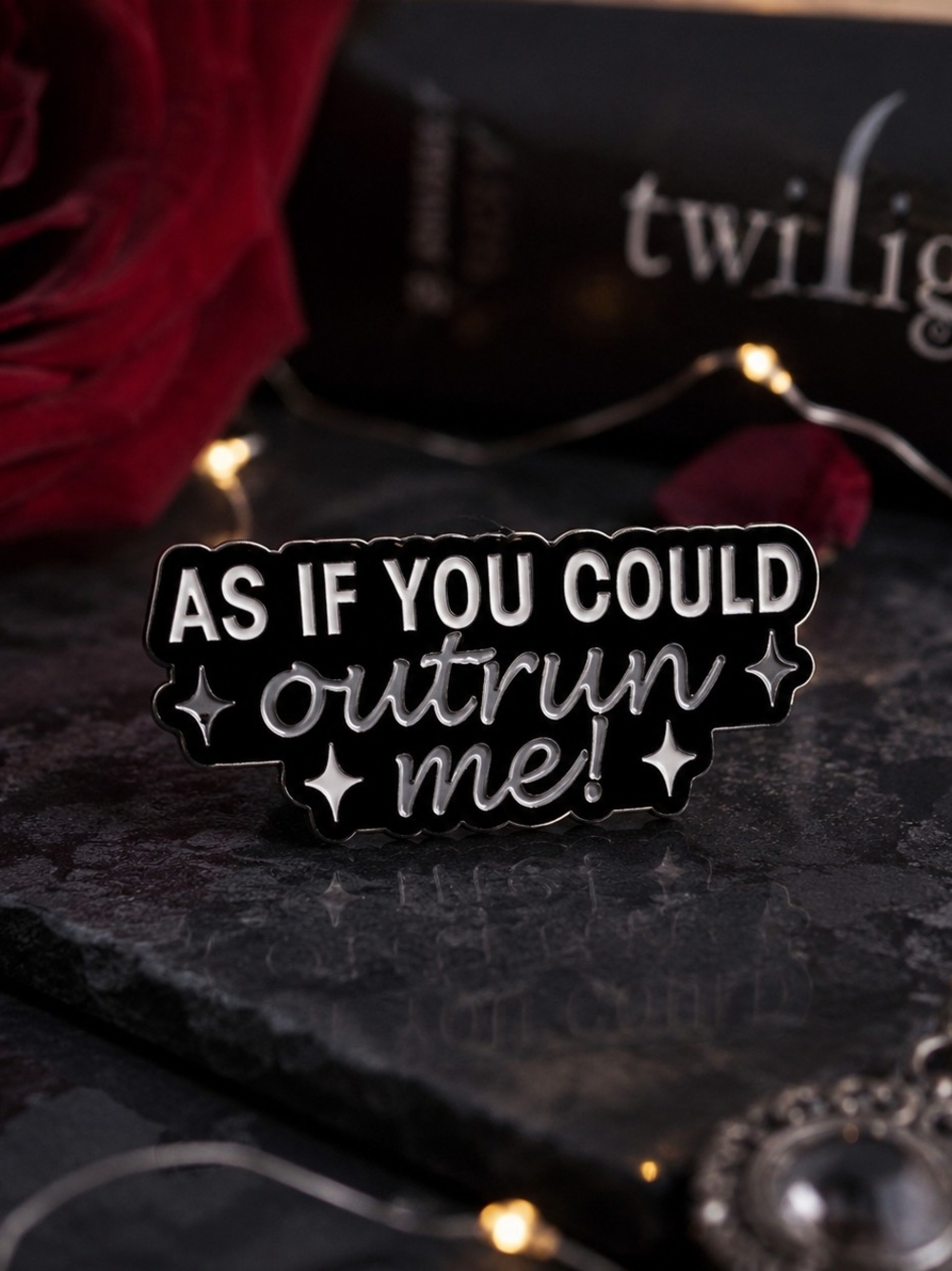 Twilight Edward Cullen “As If You Could Outrun Me” Black Metal Pin New